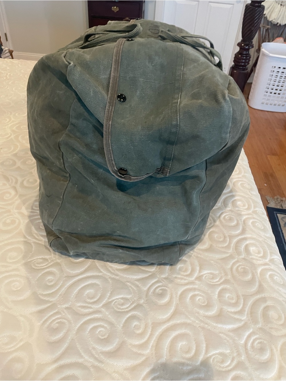Vintage flyers kit mobility bag US military pilot Canvas Duffle Bag Olive Green - Picture 4 of 12